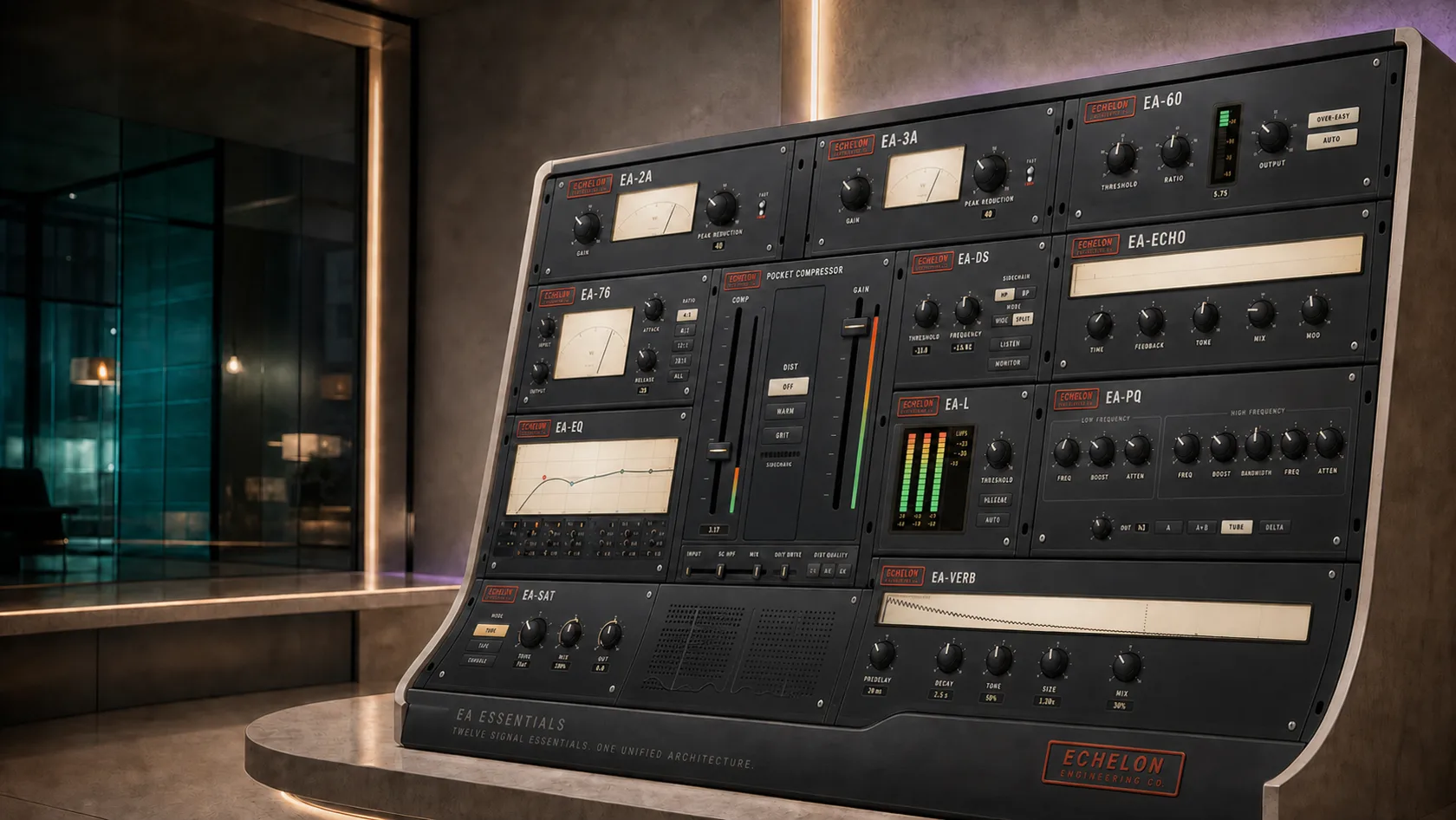 The EA Essentials line — twelve units on one shared design